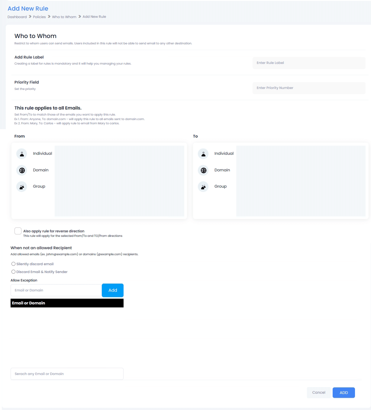 Rule Configuration Server Policy